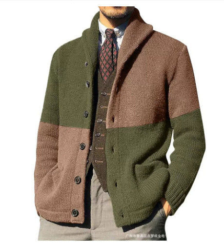 Herren Strickjacke mit modernem Schalkragen und durchgehendem Knopfverschluss EB