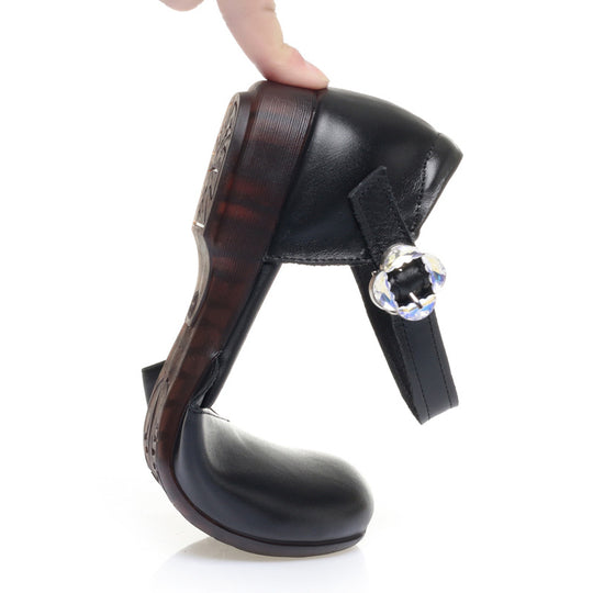 Damen Komfortable Riemchenballerinas mit modischer Schnalle EB