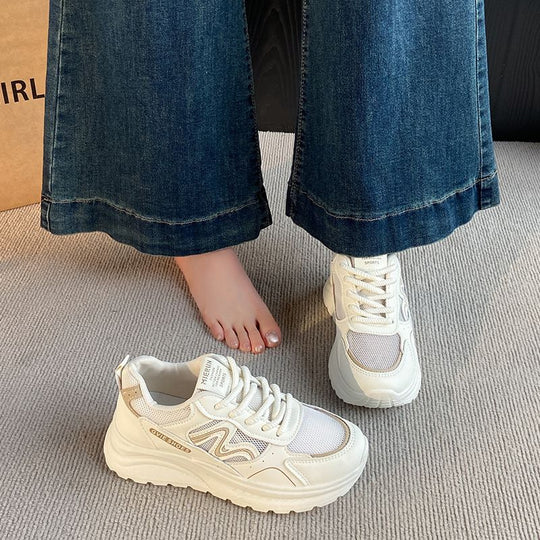 Damen Sportliche Chunky Sneakers mit atmungsaktivem Obermaterial und robustem Profil EB