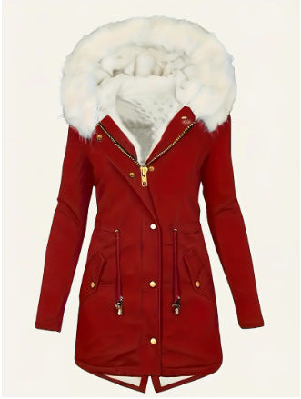 Damen gefütterte Winterjacke mit abnehmbarer Kapuze EB