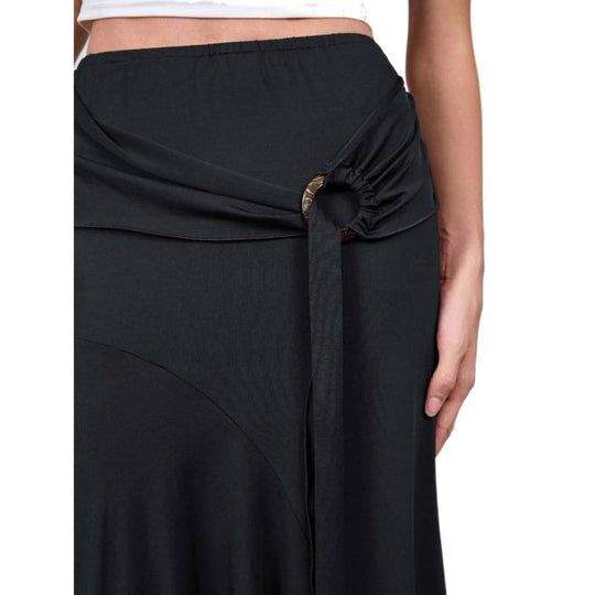 Damen Eleganter maxi Rock mit asymmetrischem Schnitt und praktischem Bindegürtel EB