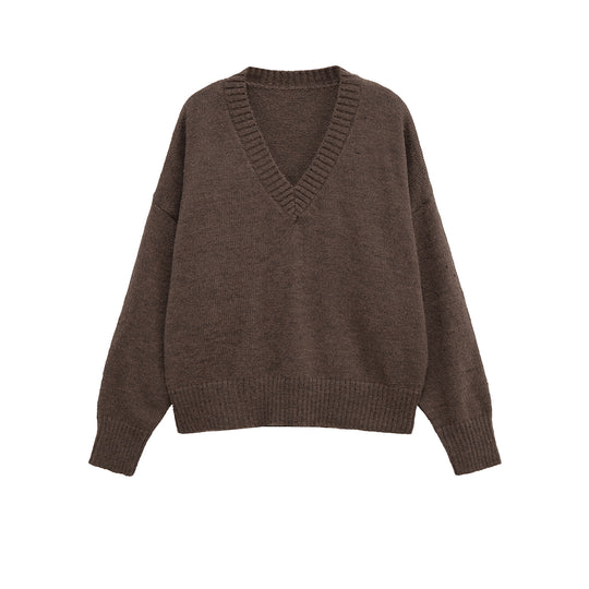 Damen lässiger V-Ausschnitt Pullover EB