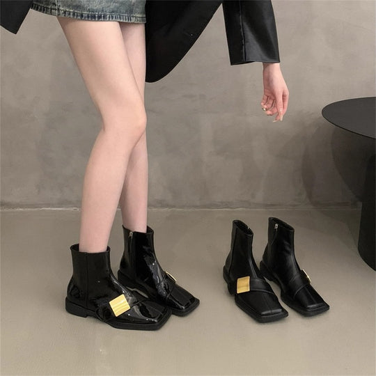 Damen elegante Stiefeletten mit modischer Schnallenverzierung EB