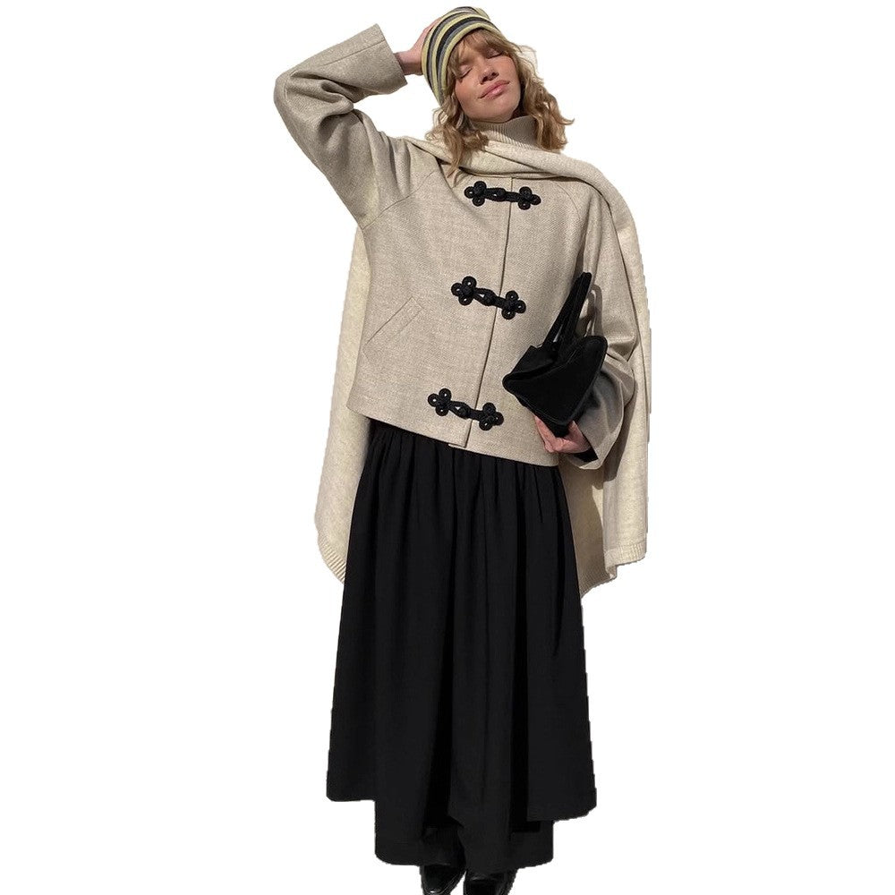 Damen elegante Cabanjacke mit dekorativem Knopfverschluss EB