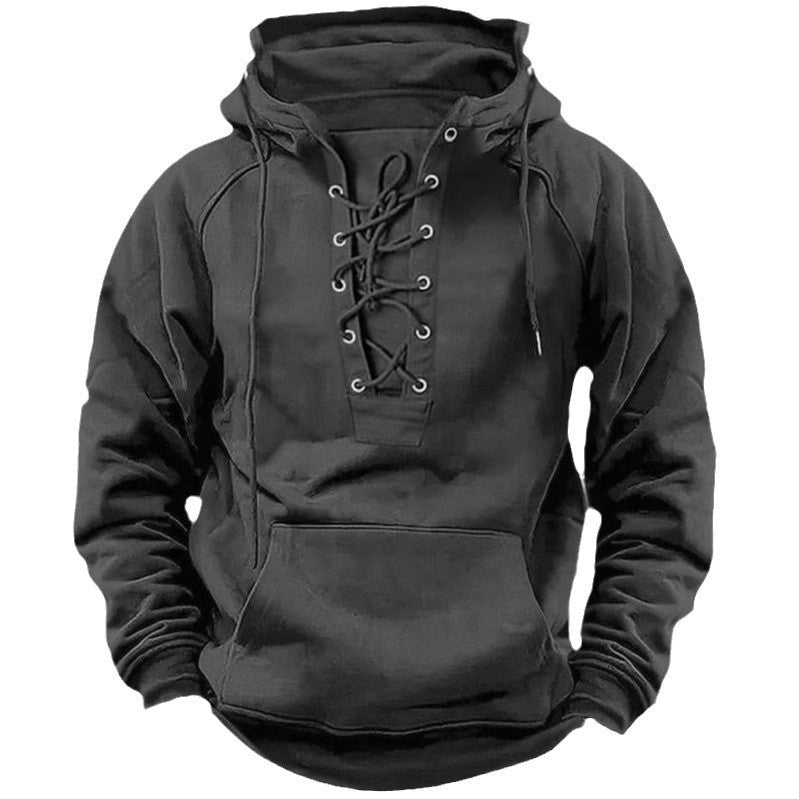 Herren Kapuzensweatshirt mit modischer Schnürung und weichem Innenfutter EB