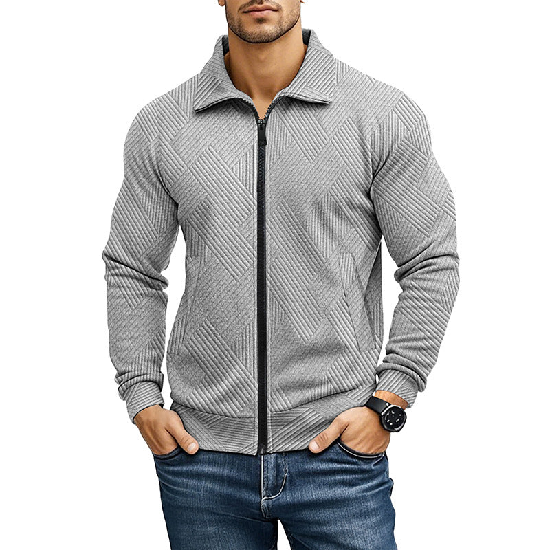Herren bequeme und stylische Kapuzenjacke mit strukturiertem Gewebe EB
