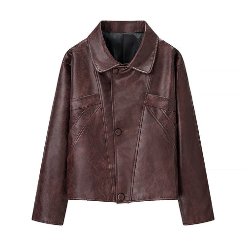 Damen Kunstlederjacke im modernen Schnitt mit lässigen Taschen EB