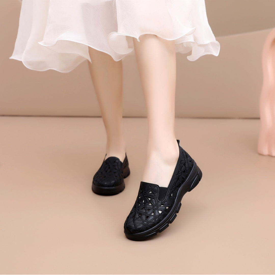 Damen Slip-On Freizeit-Schuhe mit floralem Design EB