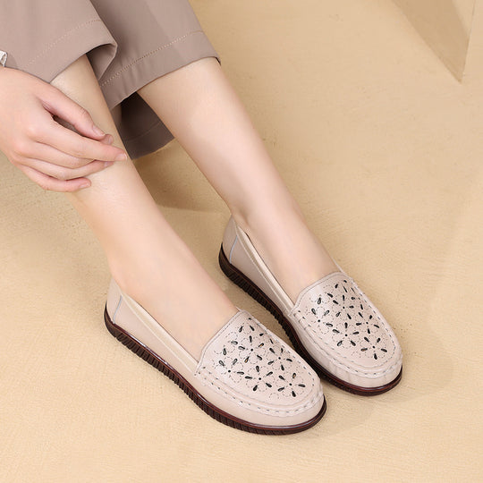 Damen Mokassins mit modischem Lochdesign und bequemer Sohle EB