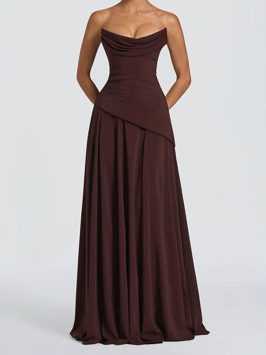 Damen elegantes maxikleid mit schulterfreiem Design und raffinierten Drapierungen EB