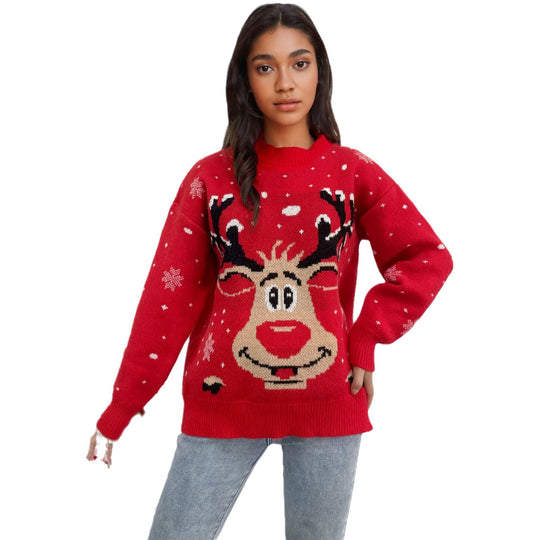 Damen Weihnachts-Pullover mit lebhaftem Rentier-Motiv EB