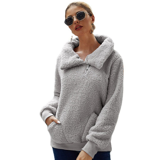 Damen Fleecejacke mit hohem Kragen und praktischen Taschen EB