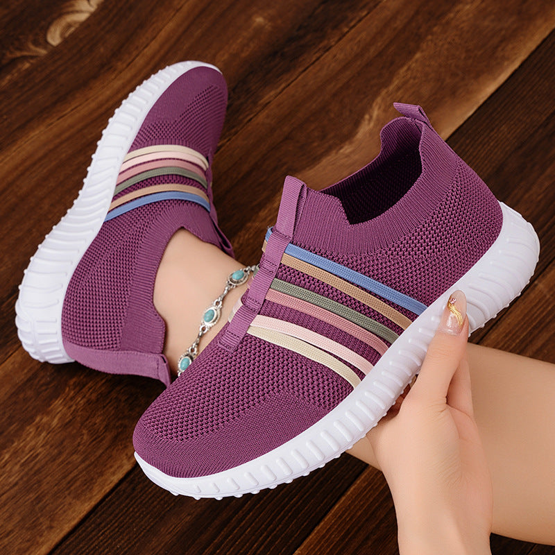 Damen Sportliche Slip-On Sneakers mit elastischem Obermaterial und rutschfester Sohle EB