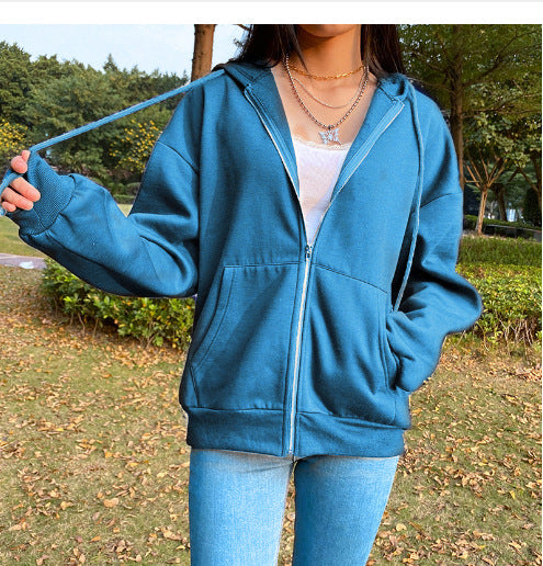 Damen bequeme Kapuzenjacke mit praktischen Taschen und lässigem Schnitt EB