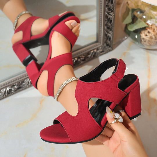 Damen Offene High Heel Sandalen mit komfortablem Blockabsatz und modischem Schnitt EB