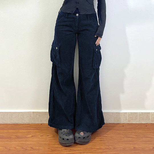 Damen Weite Cord-Cargo-Hose mit praktischen Taschen und lässigem Schnitt EB