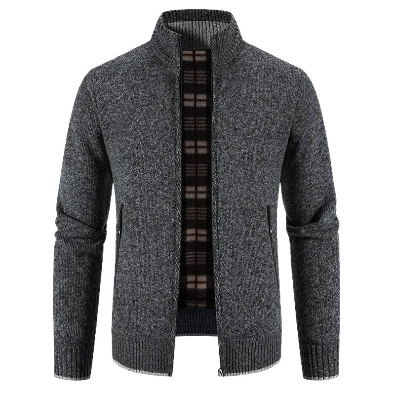 Herren Strickjacke mit hohem Kragen und praktischen Reißverschlusstaschen EB