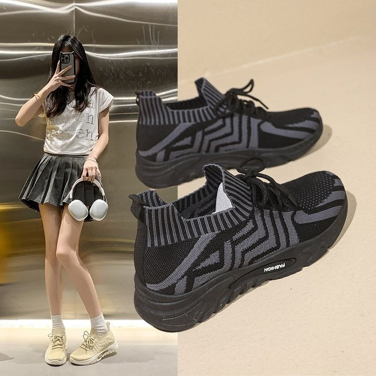 Damen Sportliche Sneakers mit flexibler Strick-Oberfläche und komfortabler Dämpfung EB