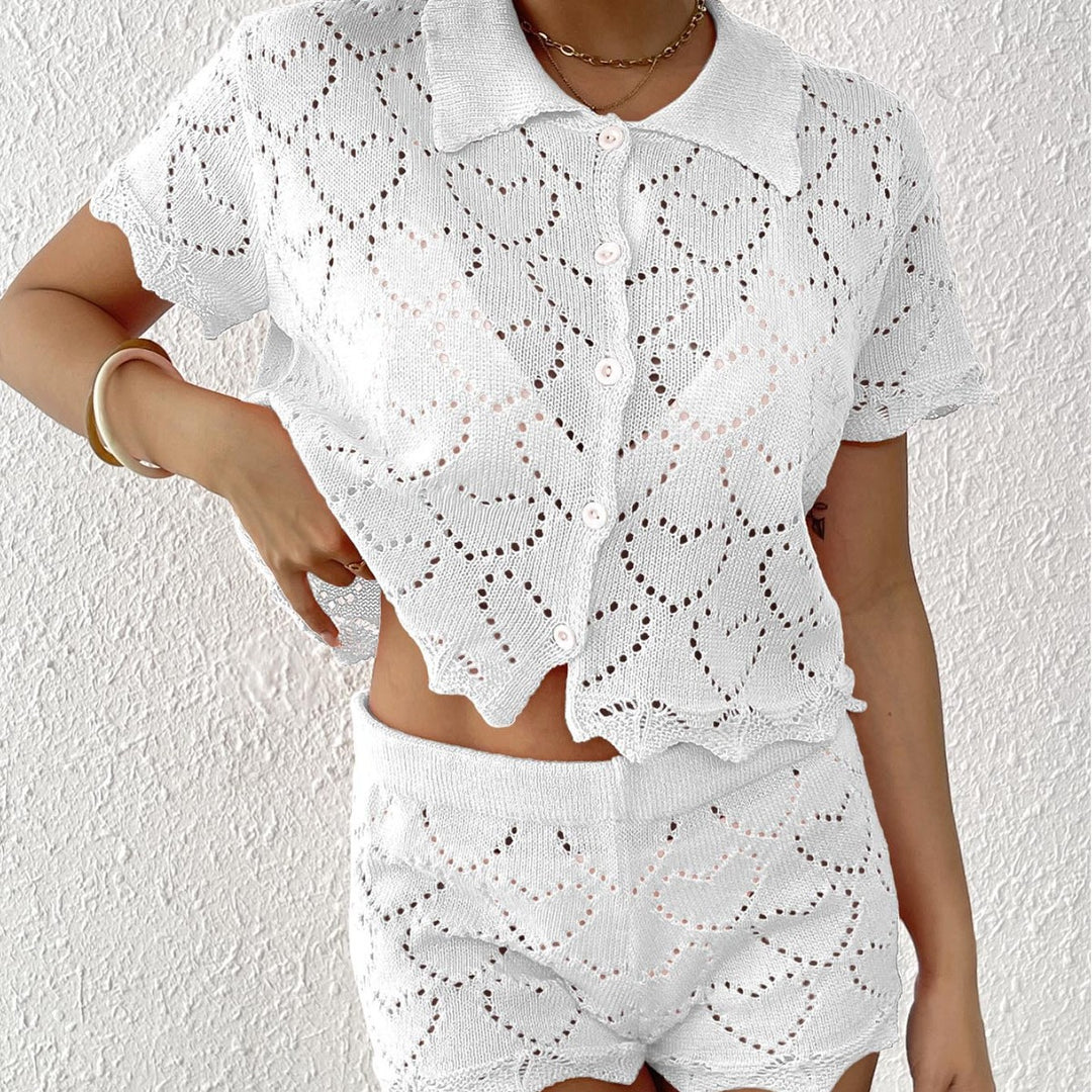 Damen luftiges Häkel-Set mit dekorativen Cut-Outs EB