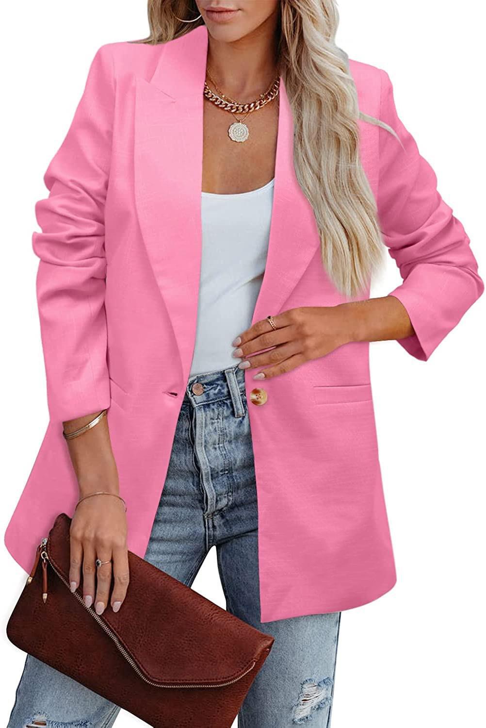 Damen Eleganter Freizeitblazer mit Lässigem Schnitt und Zwei Taschen EB