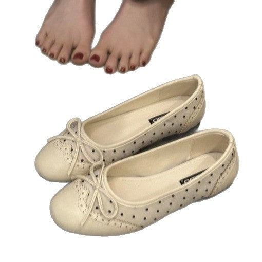 Damen Ballerinas mit verspieltem Schleifen-Design und atmungsaktiver Plattformsohle EB