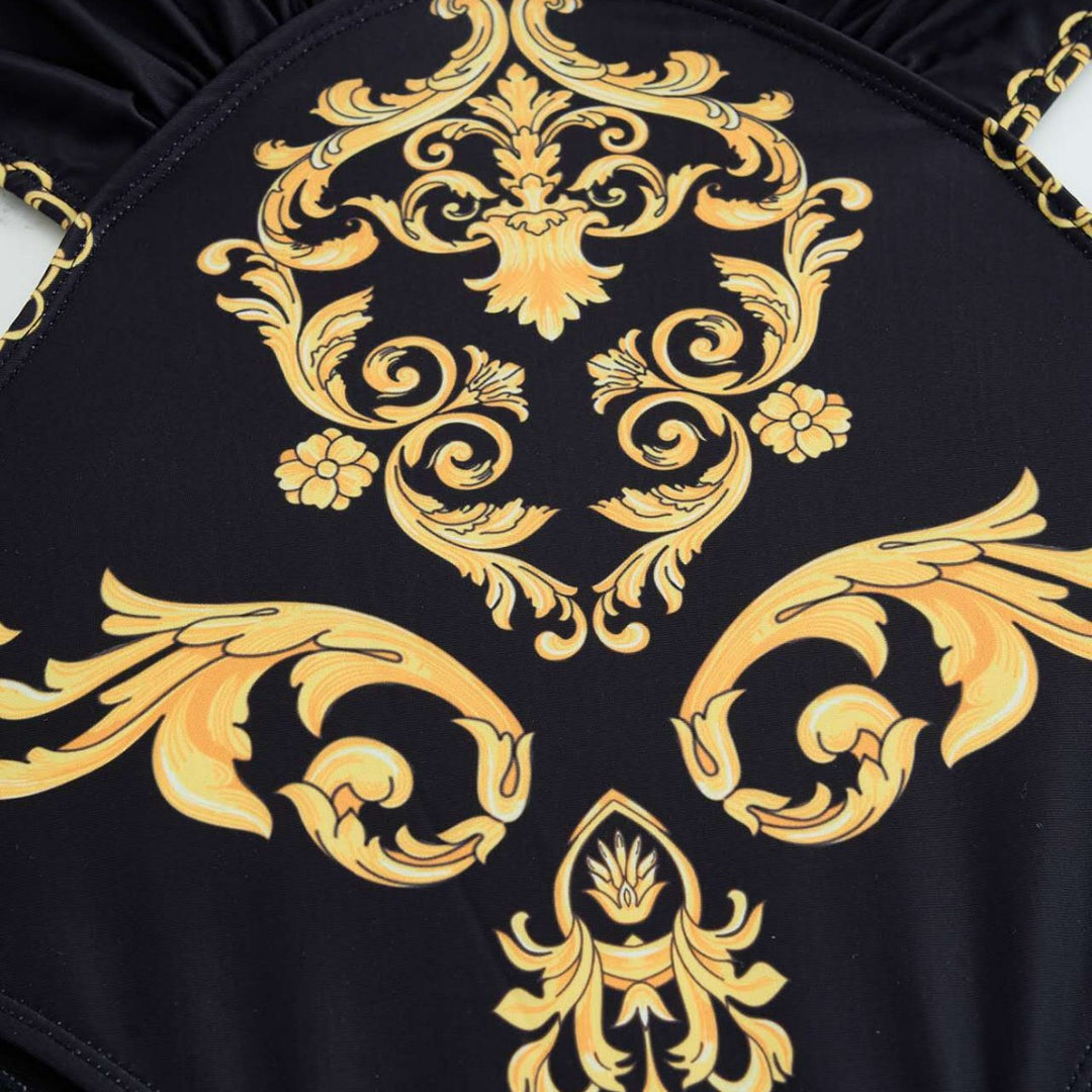 Damen Einteiler Badeanzug mit elegantem Muster und schimmernden Details EB