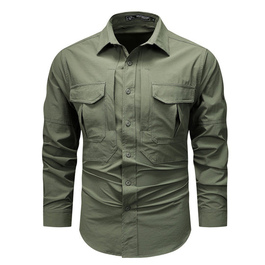 Herren  strukturiertes Overshirt aus atmungsaktivem Ripstop mit zwei Klappbrusttaschen EB