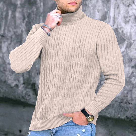 Herren moderner Rollkragenpullover mit strukturiertem Design EB