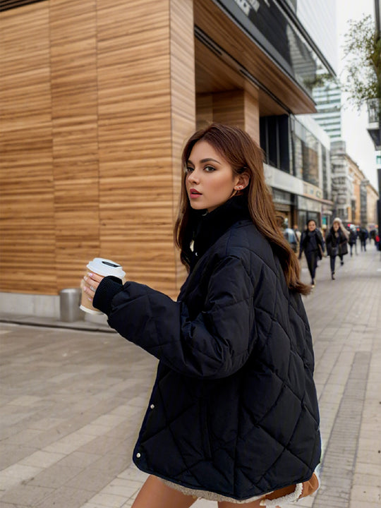 Damen gesteppte Übergangsjacke mit elastischen Bündchen und praktischen Taschen EB