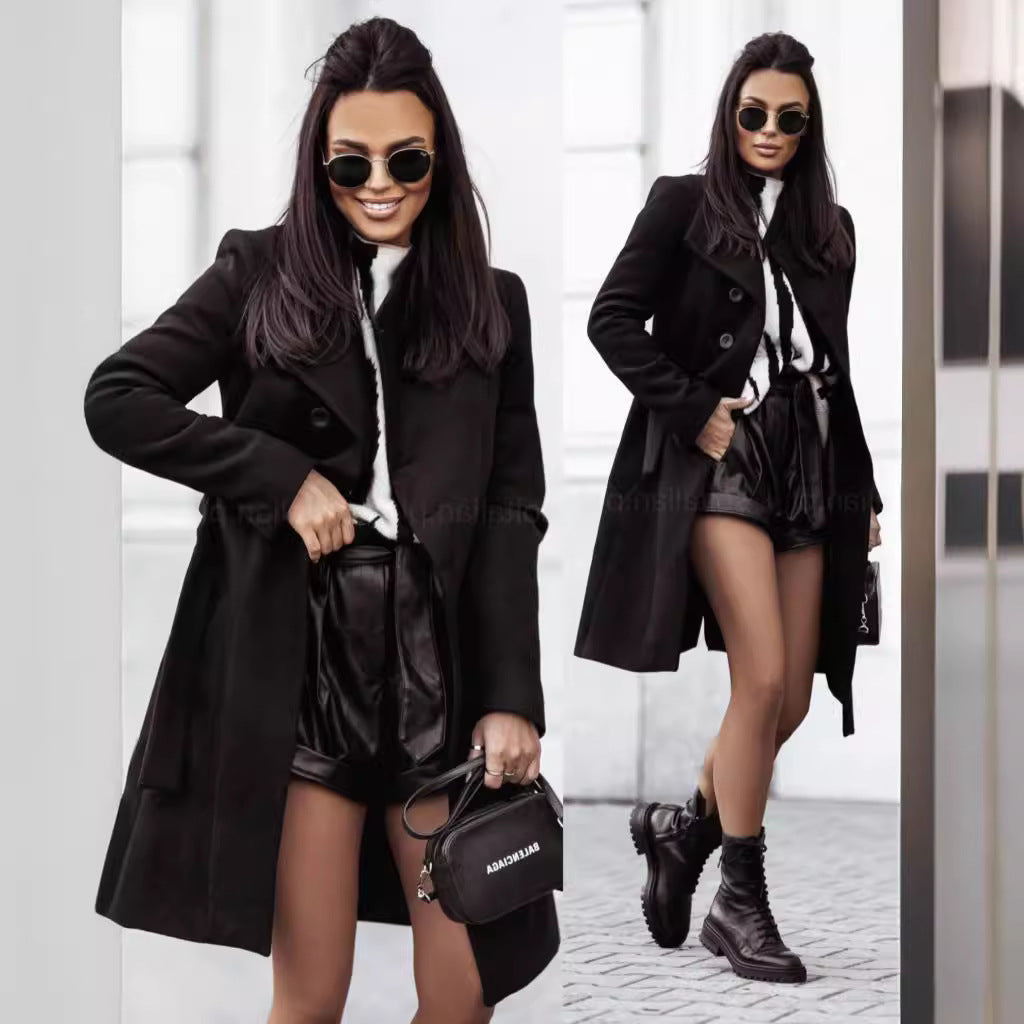 Damen Eleganter Trenchcoat aus hochwertigem Material mit taillierbarem Gürtel und stilvollem Schnitt EB