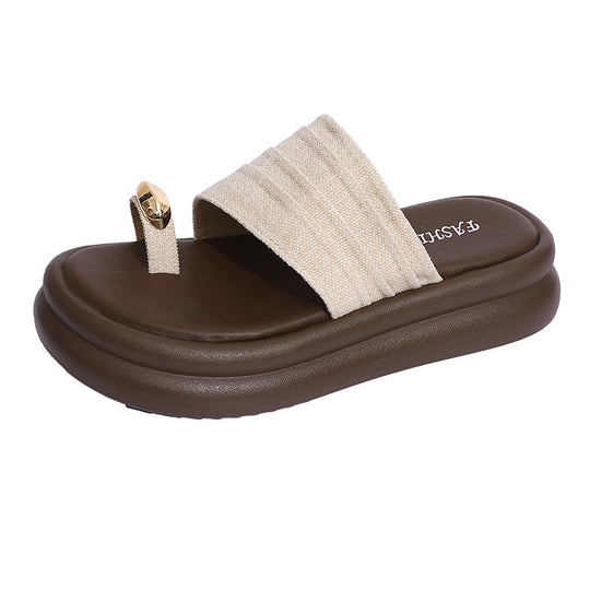 Damen Stylish Zehentrenner-Sandalen mit komfortabler gepolsterter Sohle und dekorativem Riemen EB