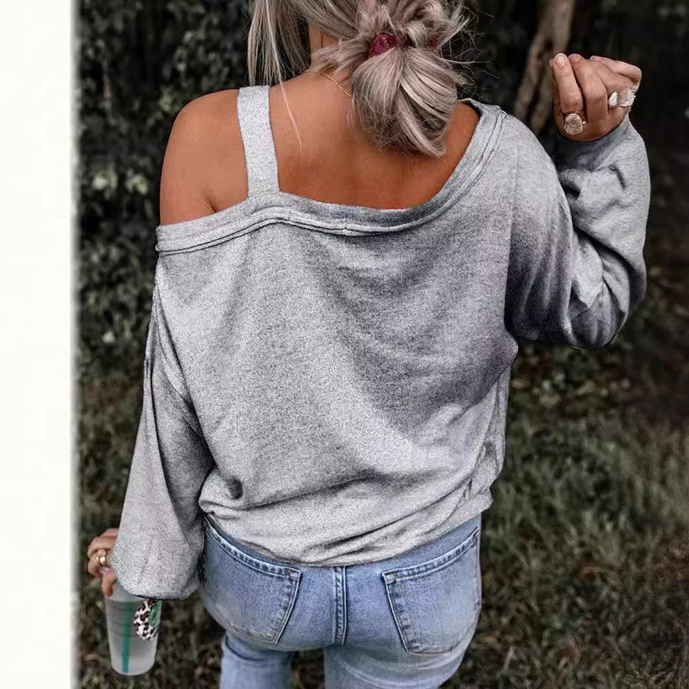 Damen lässiger Oversized Pullover mit herzförmigem Glitzer-Design EB