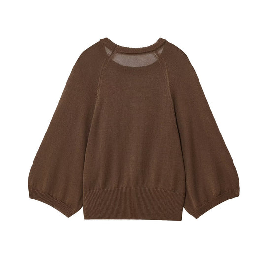 Damen lässiger Pullover mit überschnittenen Ärmeln und Rundhalsausschnitt EB