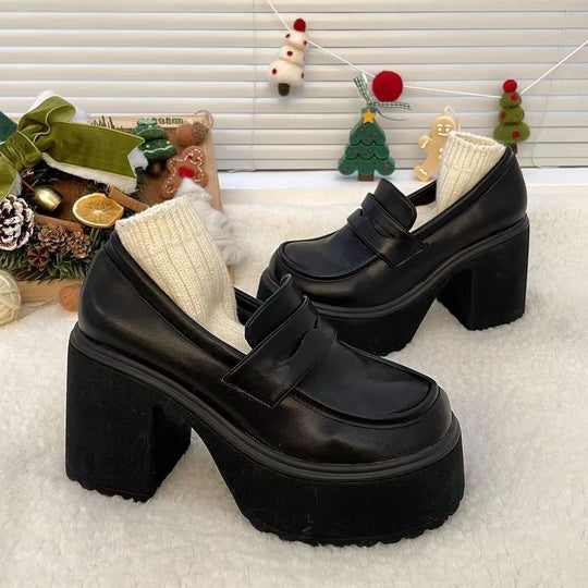 Damen Plateau-Loafers mit robustem Chunky-Absatz EB