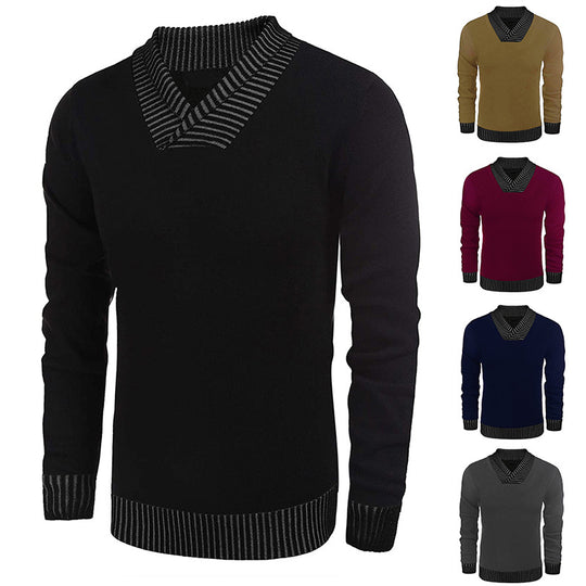 Herren eleganter Strickpullover mit modernem Schalkragen und strukturiertem Oberteil EB