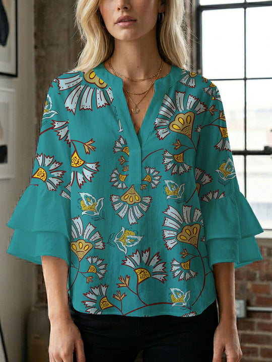 Damen Bluse mit wunderschönen floralem Design EB