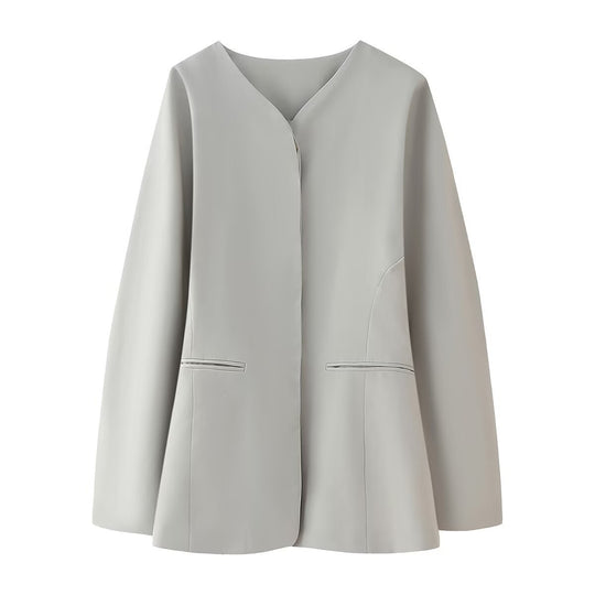 Damen modische Jacke mit minimalistischer Schnittführung und seitlichen Taschen EB