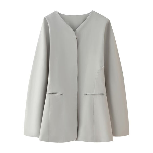 Damen modische Jacke mit minimalistischer Schnittführung und seitlichen Taschen EB