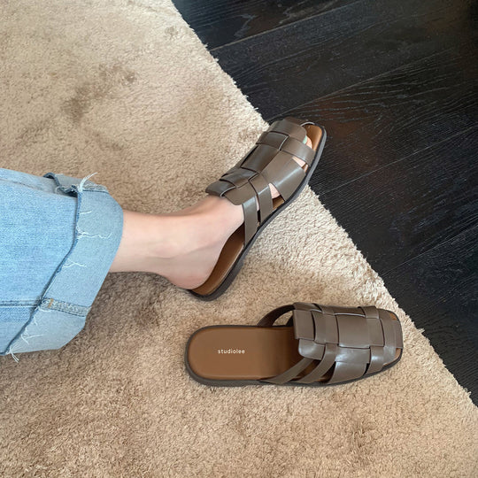 Damen leichte Clogs mit elegantem Flechtmuster und komfortabler Sohle EB