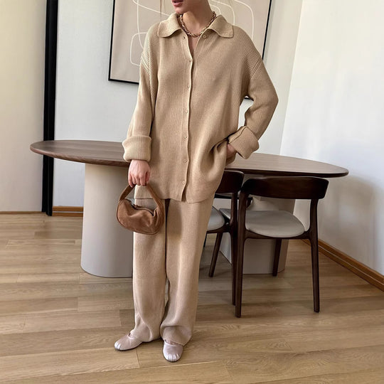 Damen Bequemes Strick-Ensemble aus weicher Baumwolle EB