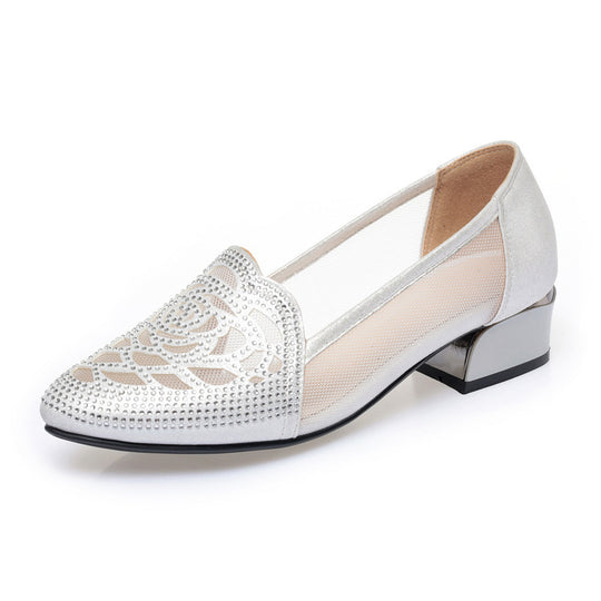 Damen Geschlossene Ballerinas mit floralem Spitzenmuster und rutschfester Sohle EB