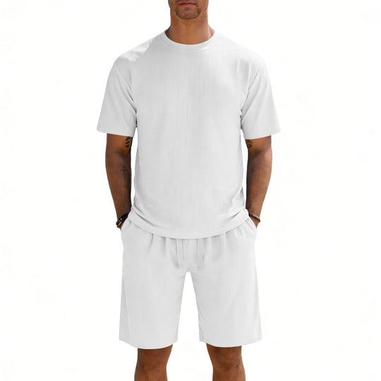 Herren nan Kurzarmshirt- und Bermudakombination aus geripptem Jersey mit elastischem Tunnelzugbund EB