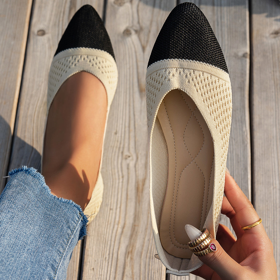 Damen Ballerinas mit kreativem Hahnentrittmuster und flexiblem Fußbett EB