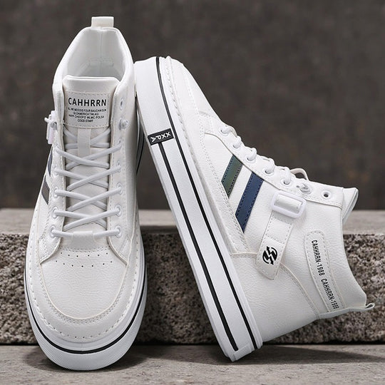 Unisex Mid-Top Street-Sneaker mit verstärkter Cupsohle, dekorativem Gurt und gepolstertem Knöchelkragen EB