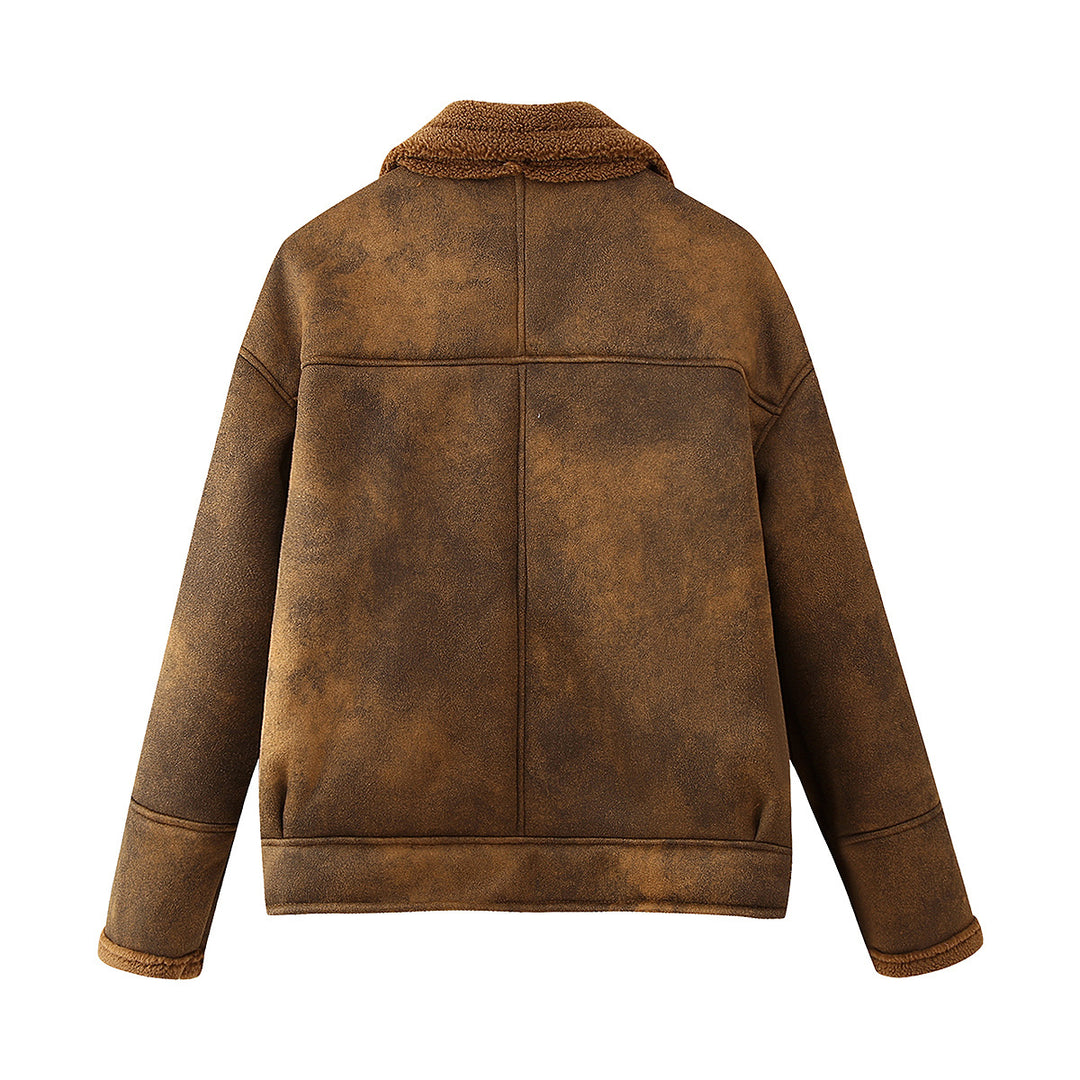 Damen gemütliche Teddy jacke mit praktischen Taschen EB