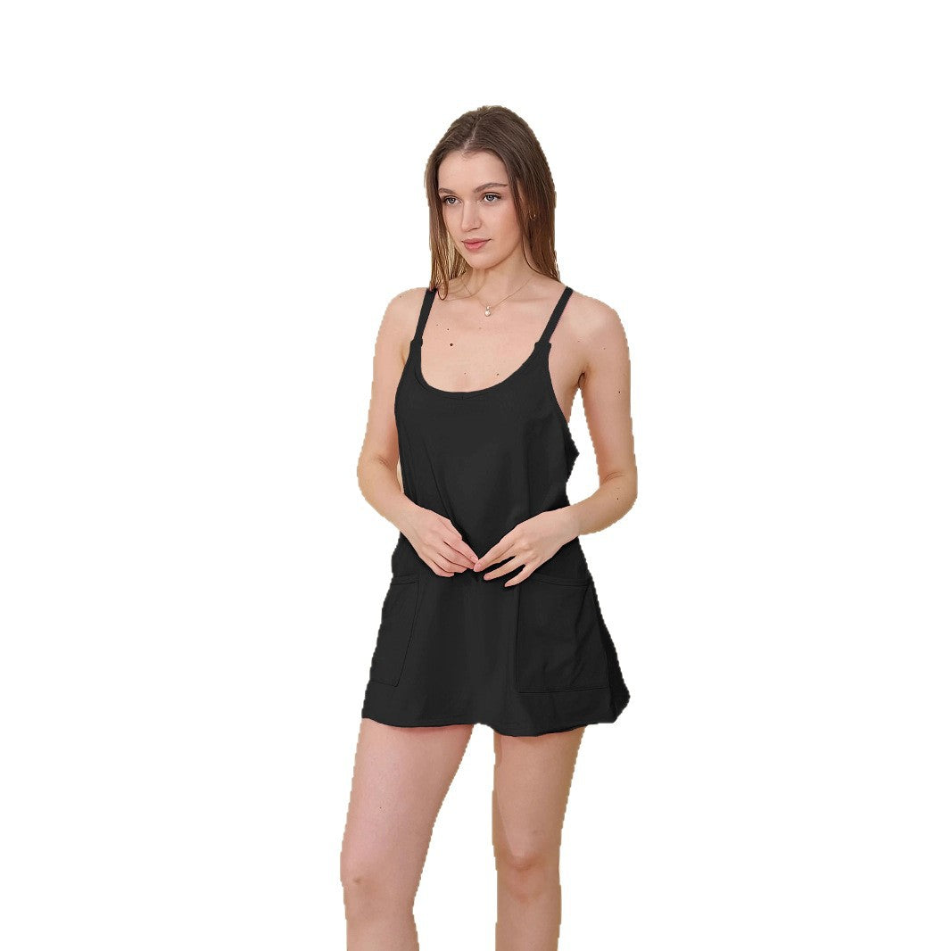 Damen Freizeitkleid mit praktischen Taschen und verstellbaren Trägern EB