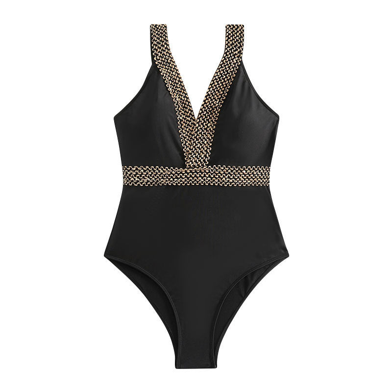 Damen Chic Badeanzug mit Glitzerborten EB