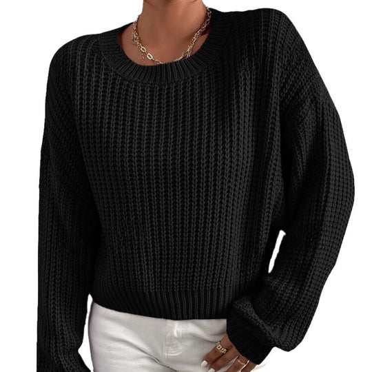 Damen Grobstrickpullover mit lässigem Schnitt und überschnittenen Schultern EB