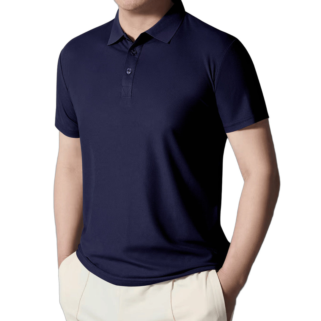 Herren nan figurbetontes Kurzarm-Poloshirt aus elastischem Jersey mit Hemdkragen und kurzer Knopfleiste EB