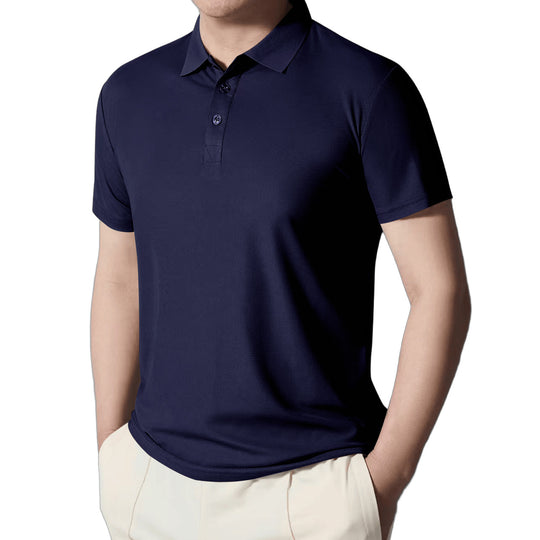 Herren nan figurbetontes Kurzarm-Poloshirt aus elastischem Jersey mit Hemdkragen und kurzer Knopfleiste EB